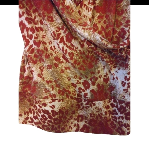 Vixen Crossbody Drape Burgundy/ Cream Animal Print Cap Slve Business Casual L - Picture 5 of 8